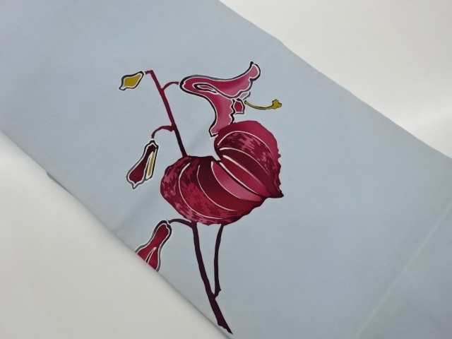 JAPANESE NAGOYA OBI / SHIOZE / HAND PAINTED / ABSTRACT FLOWER